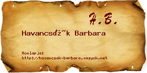 Havancsák Barbara névjegykártya